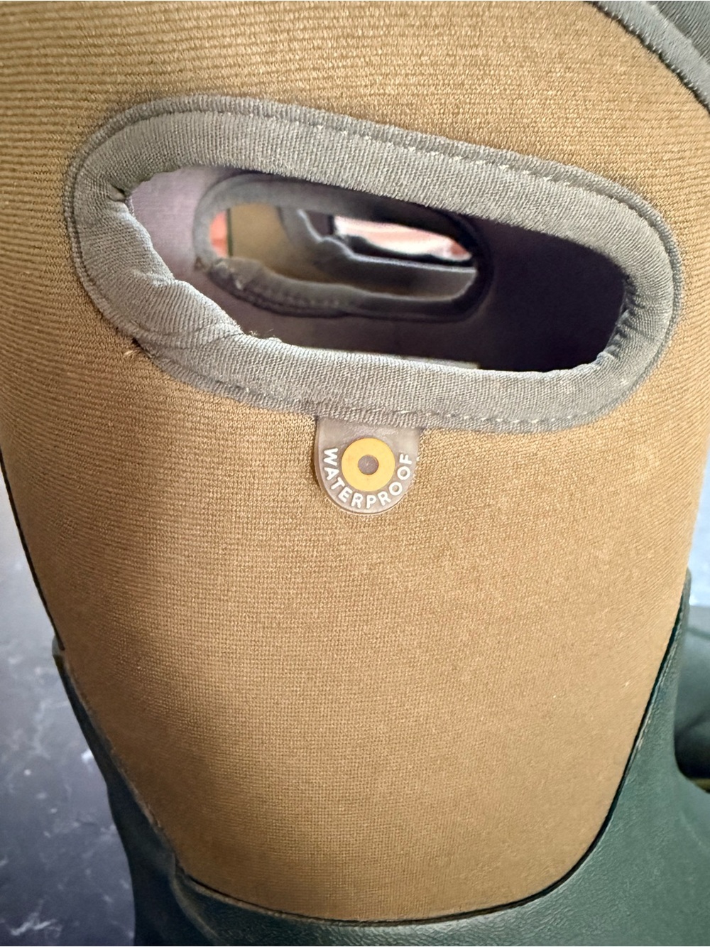 Bogs Kids Olive Green, Tan & Yellow Pull-Tab Rain Boots - Picture 4 of 10